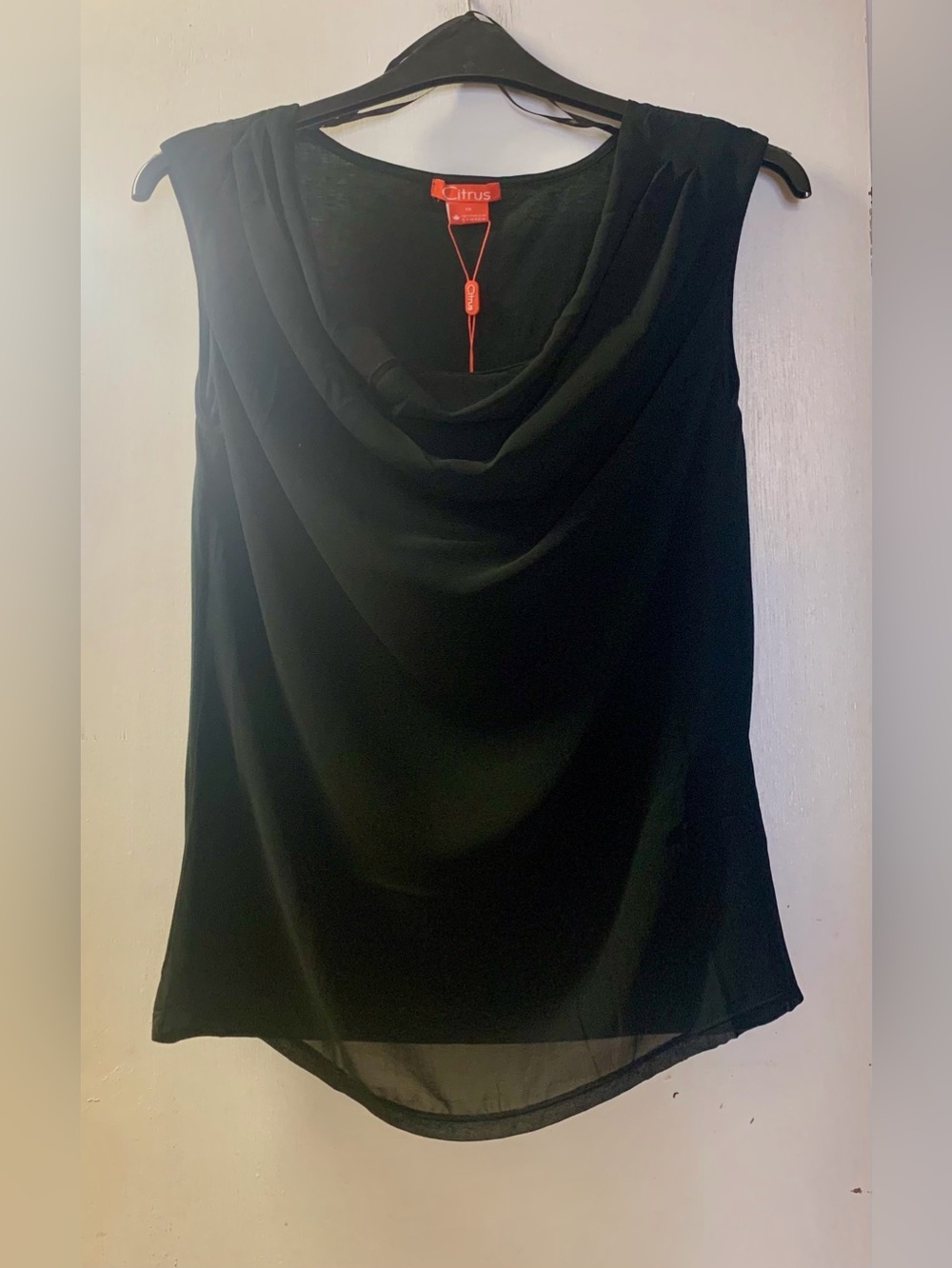 Plus (Full Figure) Drape-neck Tank with Chiffon Overlay
